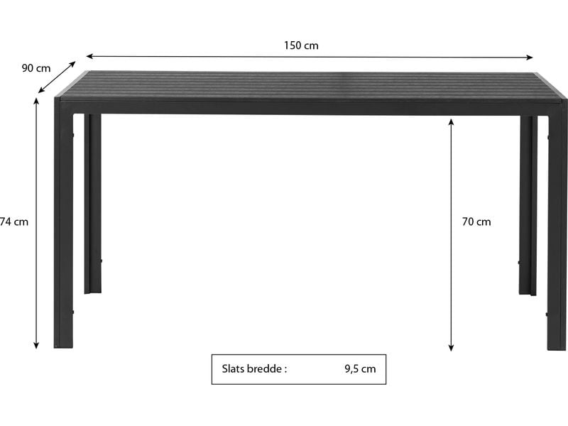 Schou Tisch Noah 150 x 90cm – Schwarz