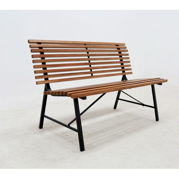 Schou Gartenbank Stefania 124 x 60 x 79 cm – Schwarz, Teak