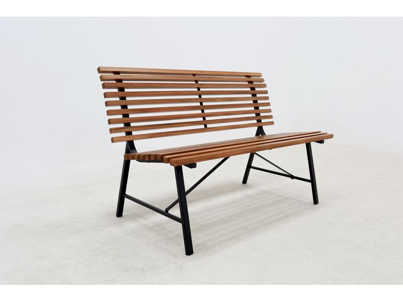 Schou Gartenbank Stefania 124 x 60 x 79 cm – Schwarz, Teak