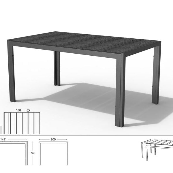 Schou Tisch Noah 150 x 90cm – Grau, Teak