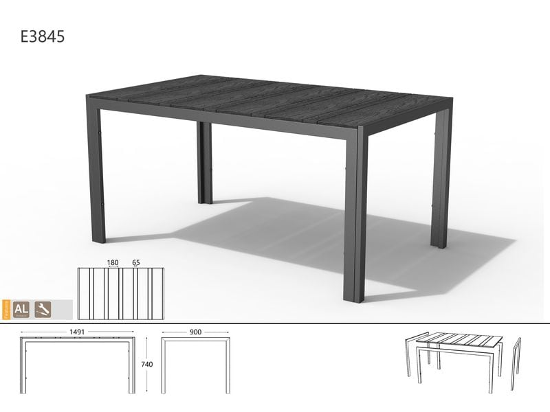 Schou Tisch Noah 150 x 90cm – Grau, Teak