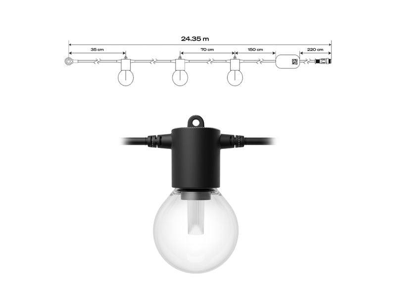 Philips Hue LED-Lichterkette Festavia Globe Outdoor Erweiterung 21 m