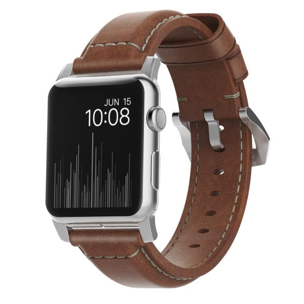 Nomad Lederarmband Traditional Strap Apple Watch Braun/Silber