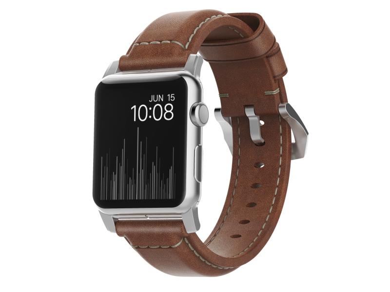 Nomad Lederarmband Traditional Strap Apple Watch Braun/Silber