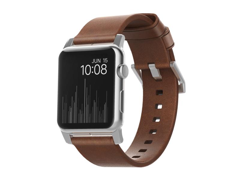 Nomad Lederarmband Modern Strap Apple Watch Braun/Silber