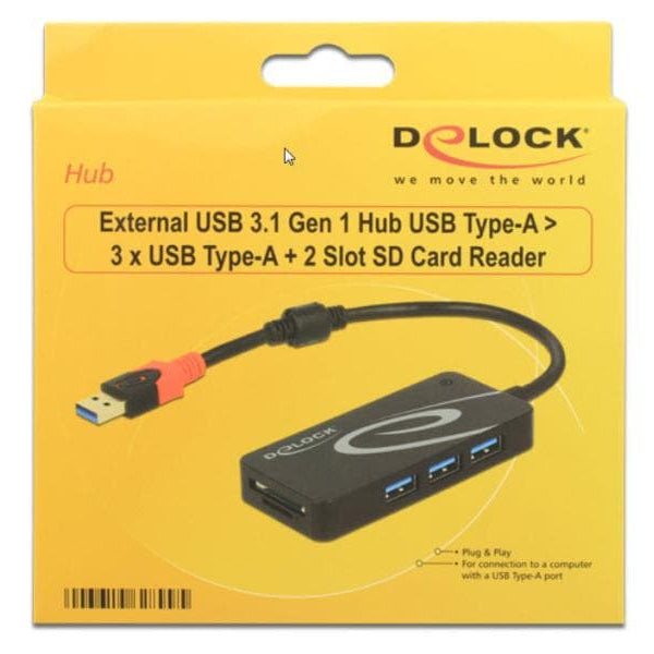 Delock Dockingstation USB 3.1 - 3x Typ-A + SD / Micro SD Reader