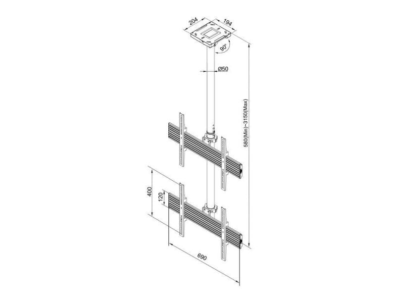 Multibrackets Deckenhalterung MBC2U Professional