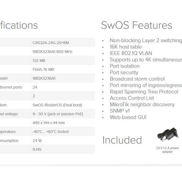 MikroTik Switch CRS326-24G-2S+RM 24 Port