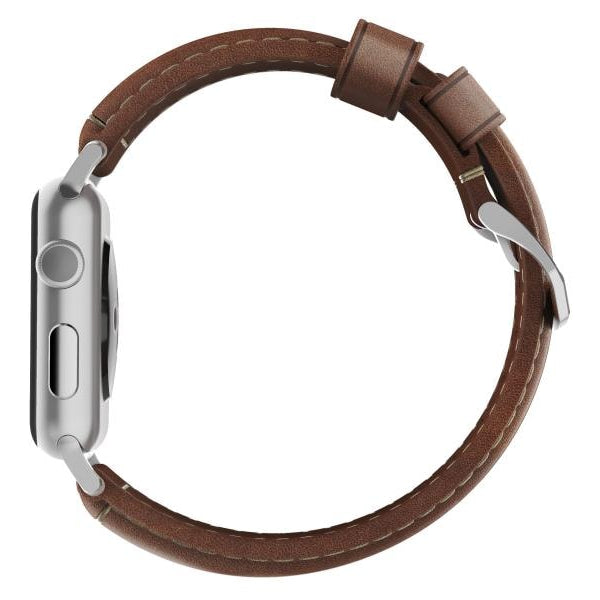 Nomad Lederarmband Traditional Strap Apple Watch Braun/Silber