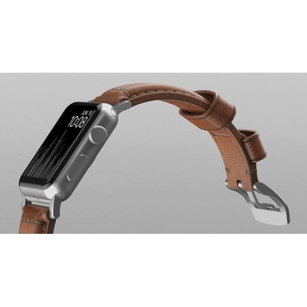 Nomad Lederarmband Traditional Strap Apple Watch Braun/Silber