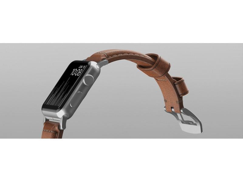 Nomad Lederarmband Traditional Strap Apple Watch Braun/Silber