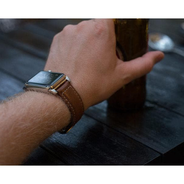 Nomad Lederarmband Traditional Strap Apple Watch Braun/Silber