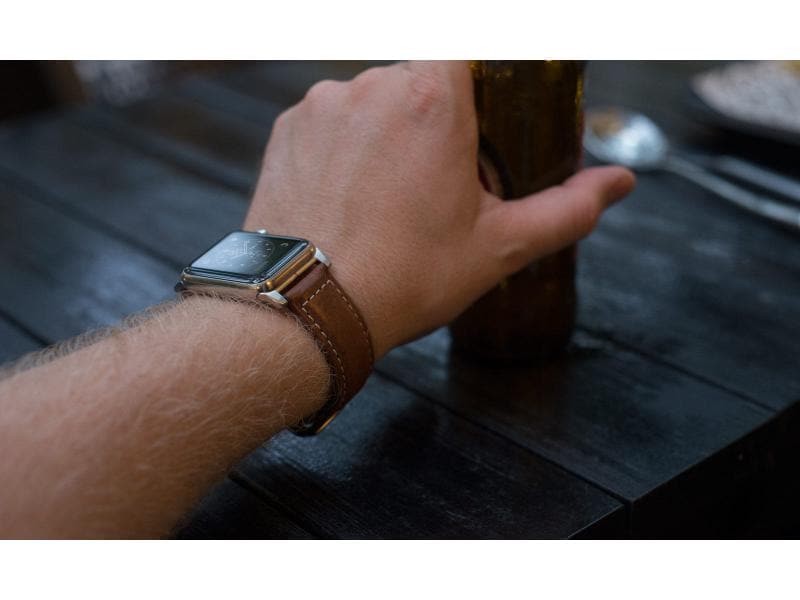 Nomad Lederarmband Traditional Strap Apple Watch Braun/Silber