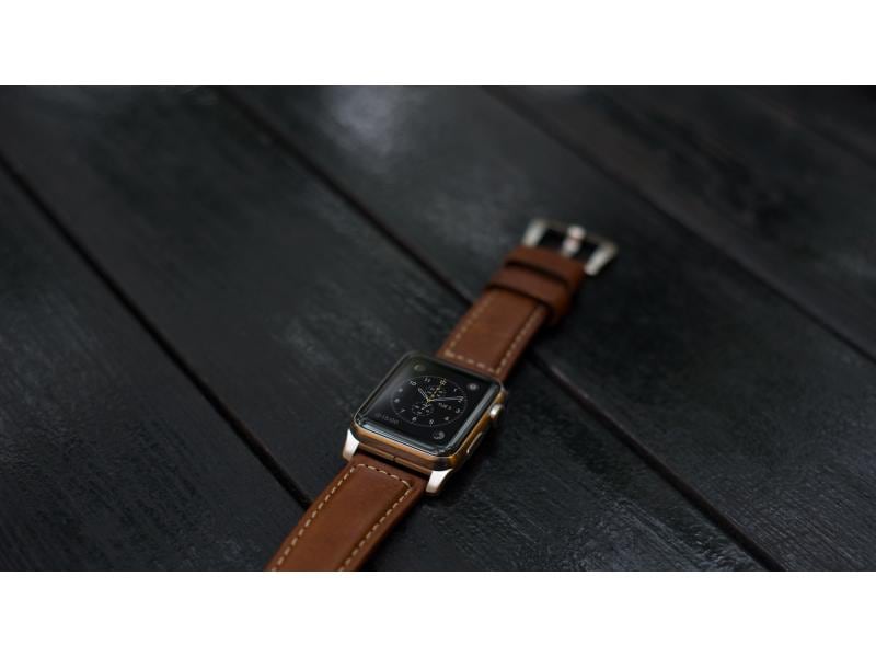 Nomad Lederarmband Traditional Strap Apple Watch Braun/Silber