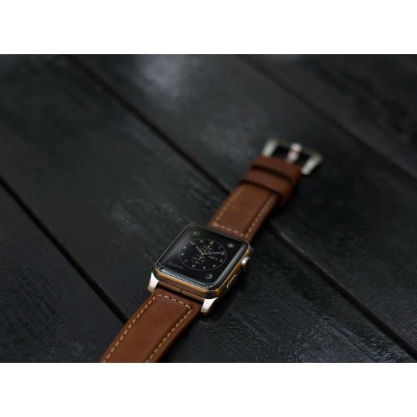 Nomad Lederarmband Traditional Strap Apple Watch Braun/Silber