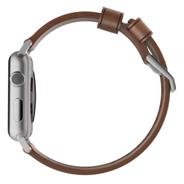 Nomad Lederarmband Modern Strap Apple Watch Braun/Silber