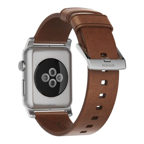 Nomad Lederarmband Modern Strap Apple Watch Braun/Silber