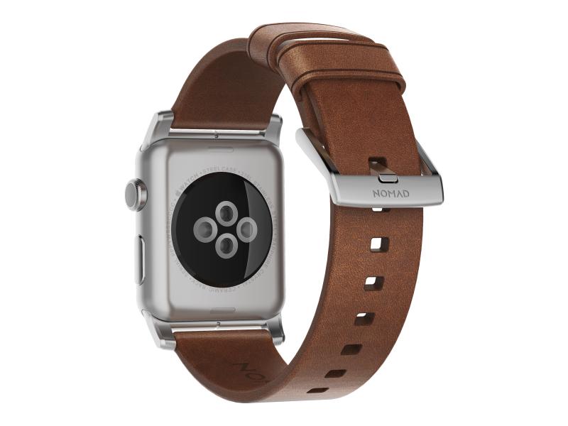 Nomad Lederarmband Modern Strap Apple Watch Braun/Silber