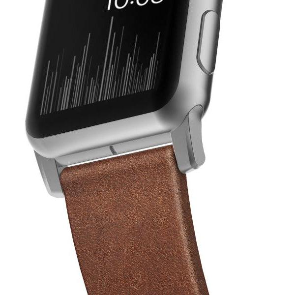 Nomad Lederarmband Modern Strap Apple Watch Braun/Silber