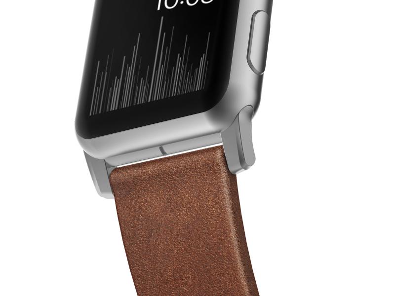 Nomad Lederarmband Modern Strap Apple Watch Braun/Silber