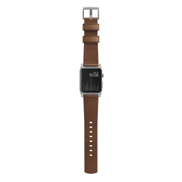 Nomad Lederarmband Modern Strap Apple Watch Braun/Silber