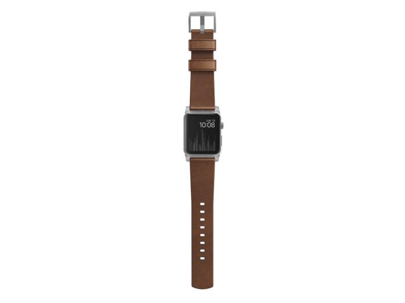 Nomad Lederarmband Modern Strap Apple Watch Braun/Silber