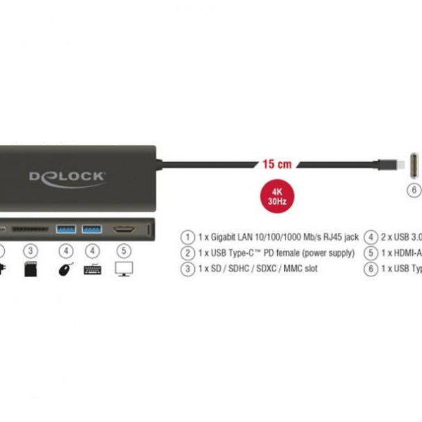 Delock Dockingstation USB3.1 Typ-C – HDMI/LAN/SD/USB-A/USB-C PD