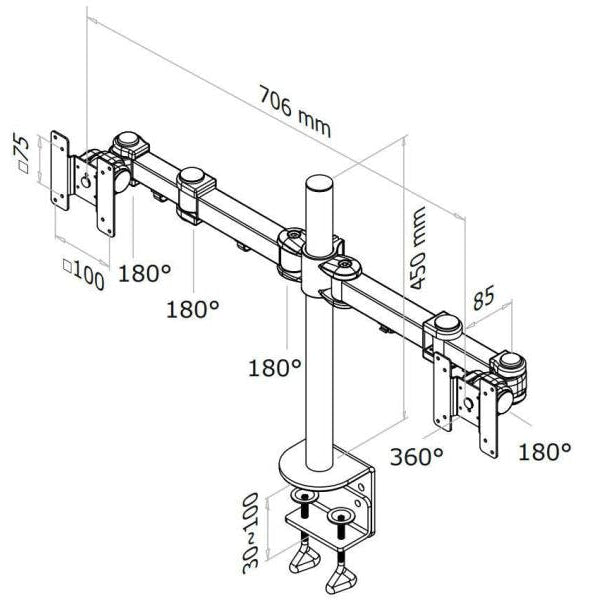 NEOMOUNTS Tischhalterung FPMA-D960D bis 12 kg – Schwarz