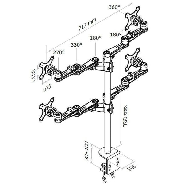NEOMOUNTS Tischhalterung FPMA-D935D4 bis 10 kg – Schwarz
