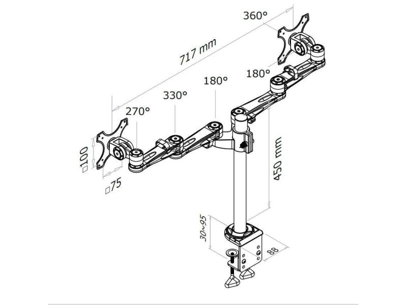 NEOMOUNTS Tischhalterung FPMA-D935D bis 12 kg – Silber