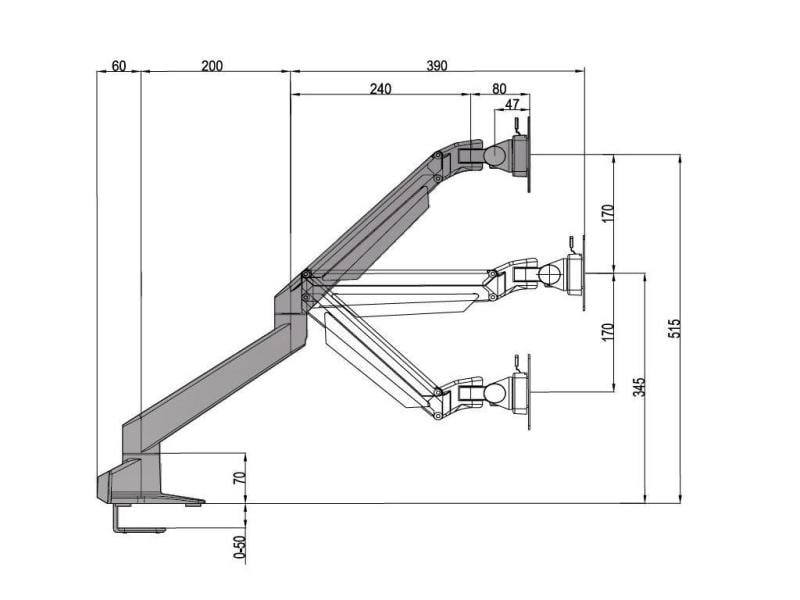 Multibrackets Tischhalterung Gas Lift Arm Dual SbS bis 10 kg – Weiss