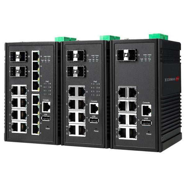 Edimax Pro Rail PoE+ Switch IGS-5416P 20 Port