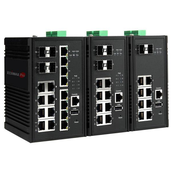 Edimax Pro Rail PoE+ Switch IGS-5416P 20 Port