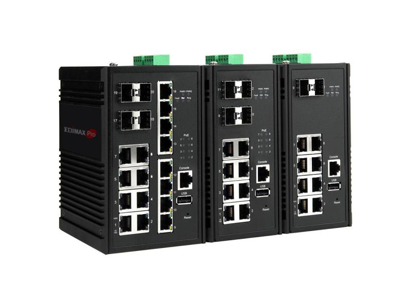 Edimax Pro Rail PoE+ Switch IGS-5416P 20 Port
