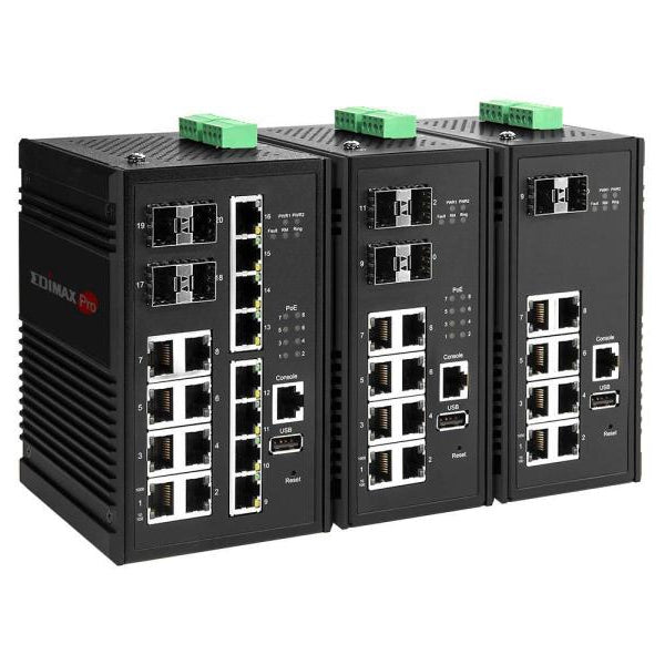 Edimax Pro Rail PoE+ Switch IGS-5416P 20 Port