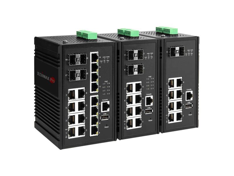 Edimax Pro Rail PoE+ Switch IGS-5416P 20 Port