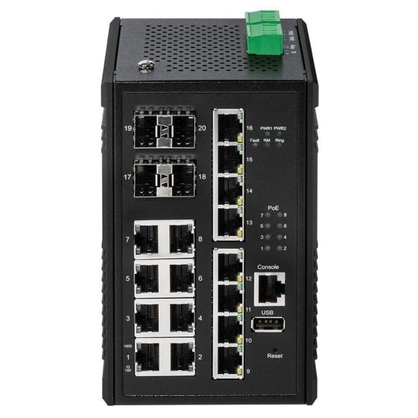 Edimax Pro Rail PoE+ Switch IGS-5416P 20 Port