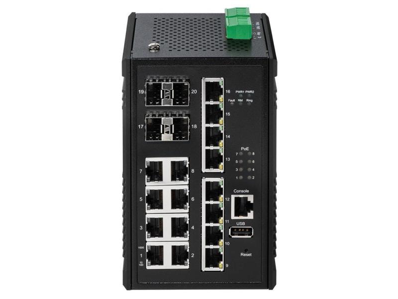 Edimax Pro Rail PoE+ Switch IGS-5416P 20 Port