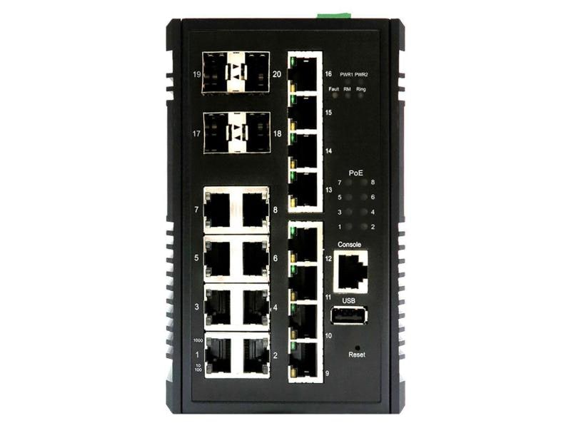 Edimax Pro Rail PoE+ Switch IGS-5416P 20 Port