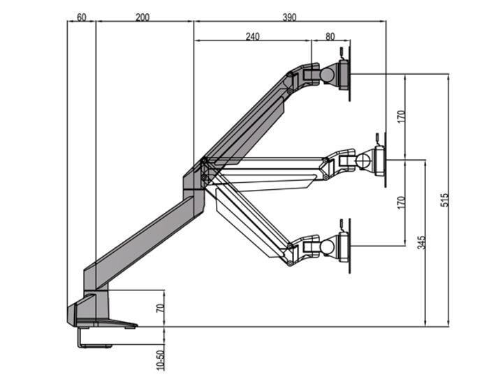 Multibrackets Tischhalterung Gas Lift Arm + Duo Crossbar 2 Silber