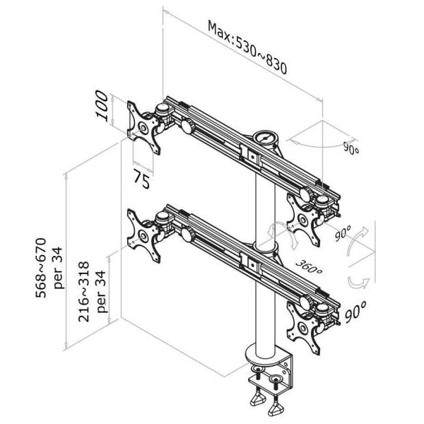 NEOMOUNTS Tischhalterung FPMA-D700D4 bis 32 kg – Schwarz