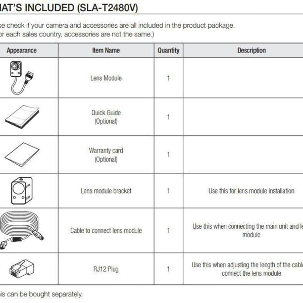 Hanwha Vision Sensor-Modul SLA-T2480V 2.4 mm