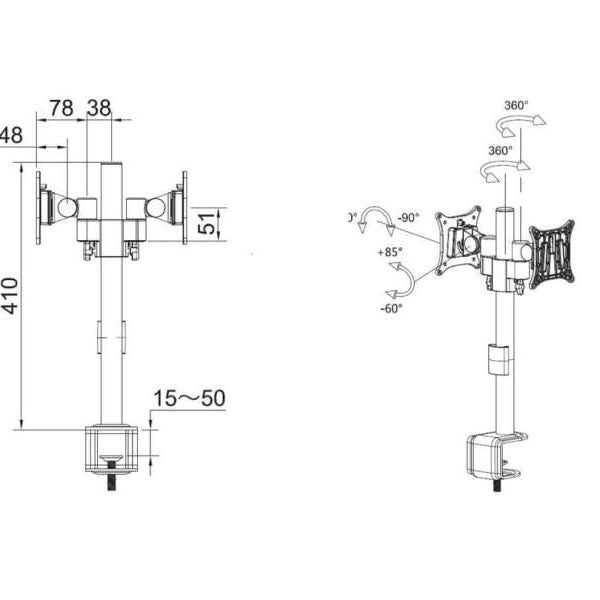 Multibrackets Tischhalterung Officeline Dual B2B bis 8 kg – Weiss