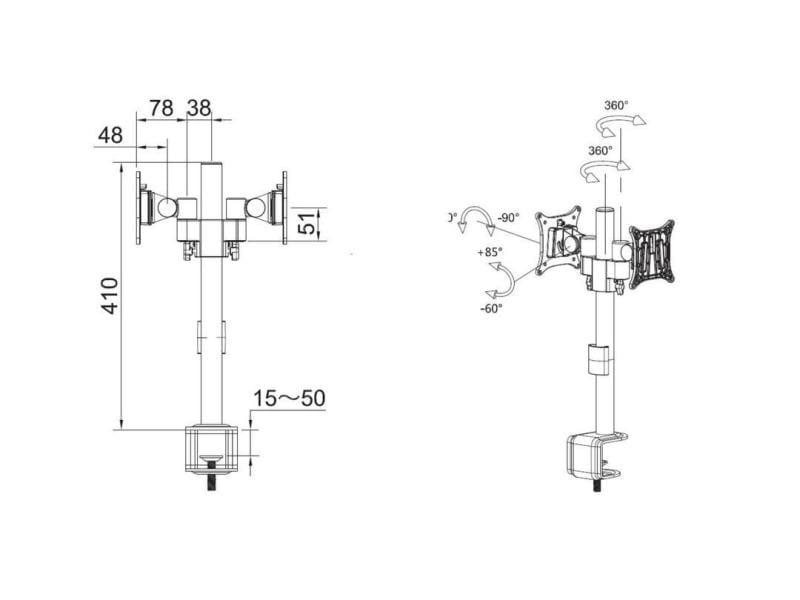 Multibrackets Tischhalterung Officeline Dual B2B bis 8 kg – Weiss