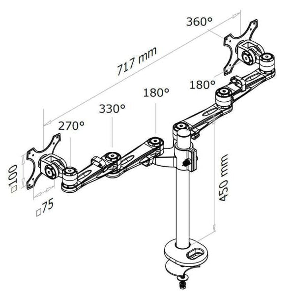 NEOMOUNTS Tischhalterung FPMA-D935DG bis 12 kg – Silber