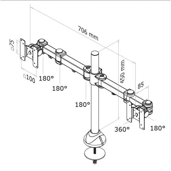 NEOMOUNTS Tischhalterung FPMA-D960DG bis 12 kg – Schwarz