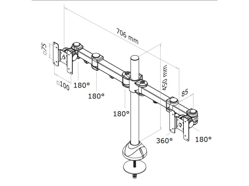 NEOMOUNTS Tischhalterung FPMA-D960DG bis 12 kg – Schwarz