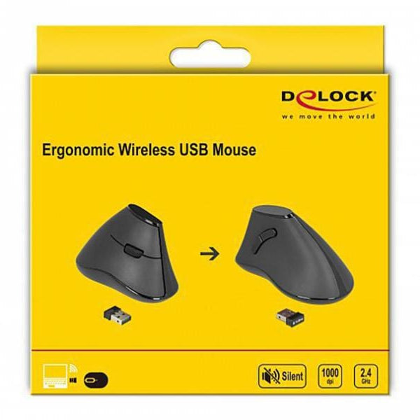 Delock Ergonomische Maus 12622 Silent USB kabellos