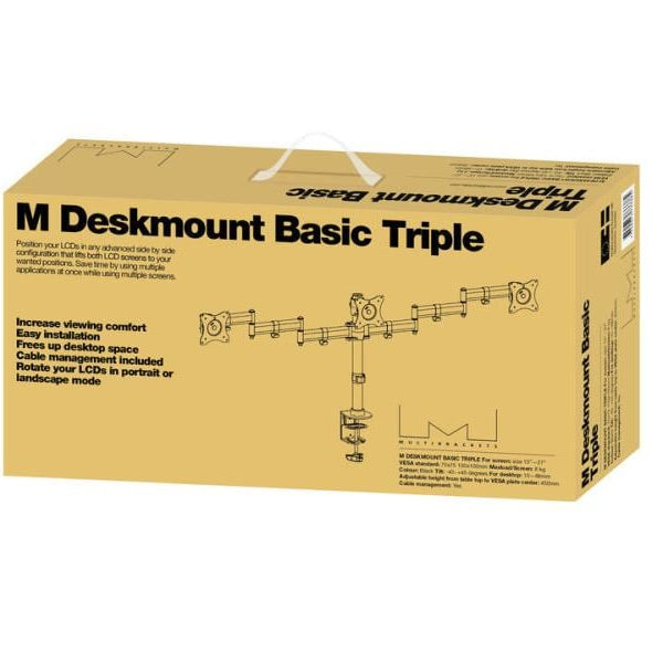 Multibrackets Tischhalterung Basic Triple bis 24 kg – Schwarz