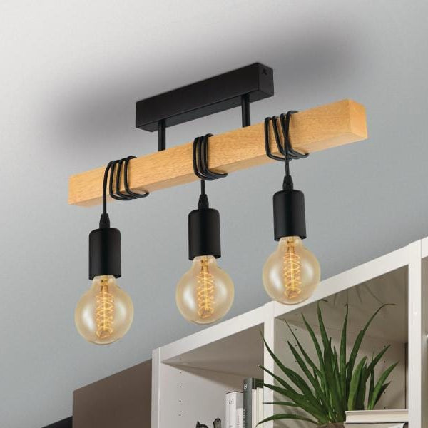 EGLO Leuchten Deckenleuchte TOWNSHEND 3x E27 Schwarz